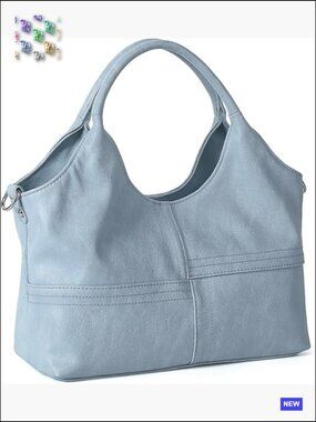 Medium Vegan Leather Purse with Detachable Strap Tote Hobo Bag Two Handles